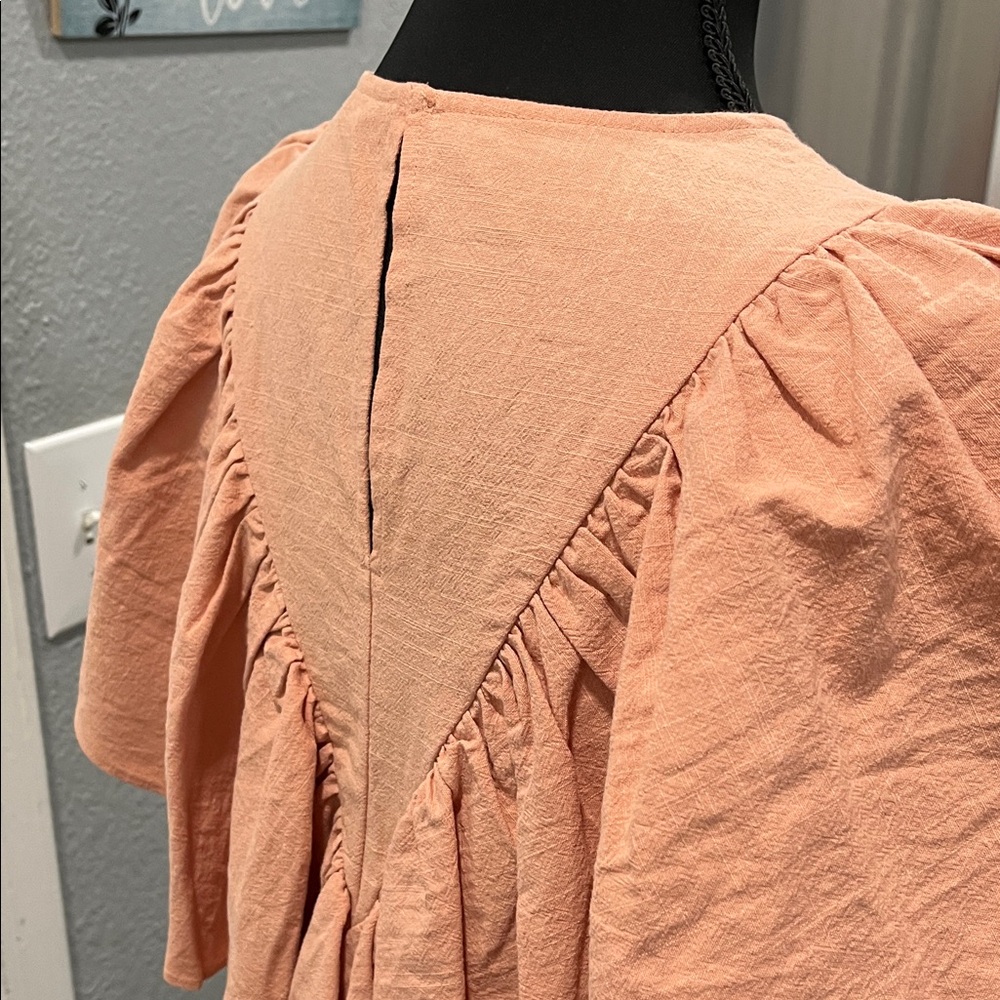 Zara Peach Ruffled Blouse - Picture 2 of 9